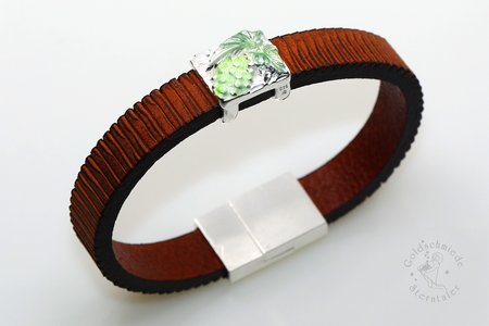 Armband aus Silber und Leder mit Weintraube