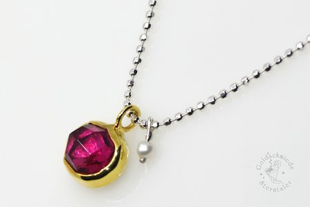Halsschmuck 925 Silber, 750 Gold mit Turmalin