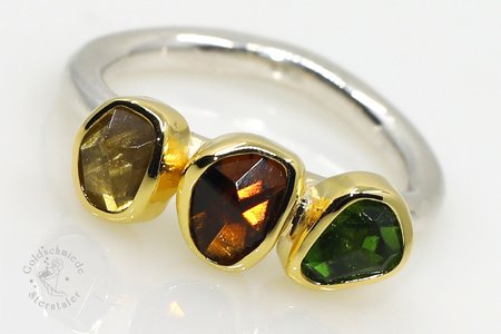 Ring 925 Silber, 750 Gold und Tsavorith