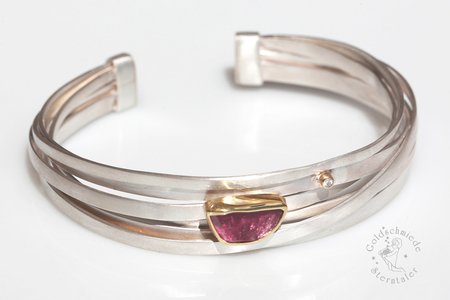 Armspange, 925 Silber, 750 Gold Turmalin