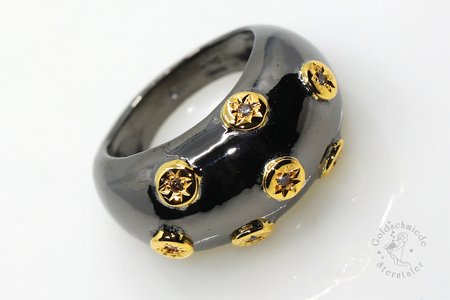 Ring aus Silber und Gold mit Diamanten