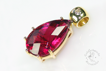 Anhänger, 750 Gold Turmalin, Brillant