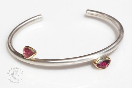 Armspange, 925 Silber, 750 Gold Turmaline