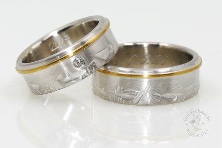 Trauringe in 925 Silber, 900 Gold mit Brillant