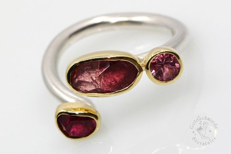 Ring, 925 Silber, 750 Gold Turmaline