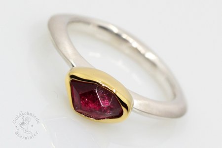 Ring, 925 Silber, 750 Gold Turmalin