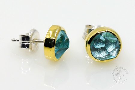 Ohrstecker aus Silber und Gold mit Aquamarin