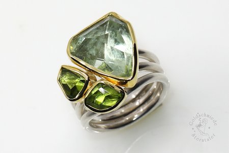 Ring mit Peridot und Grünquarz