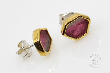 Ohrstecker, 925 Silber, 750 Gold Turmalin