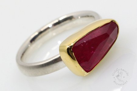 Ring, 925 Silber, 750 Gold Turmalin