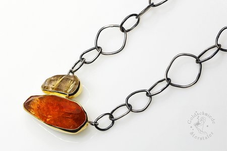 Halsschmuck mit Rutilquarz und Citrin